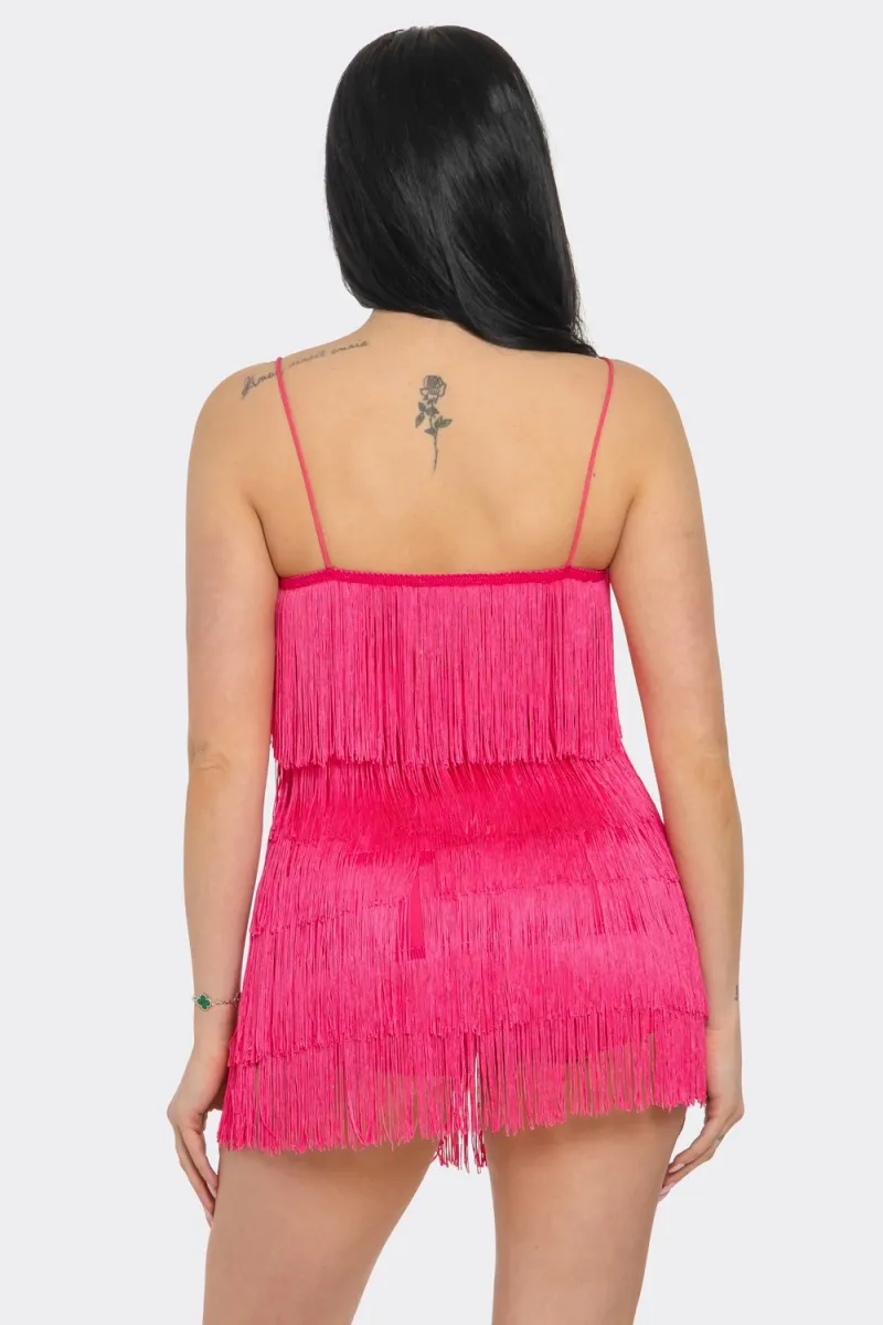 Traje de baile corto de flecos