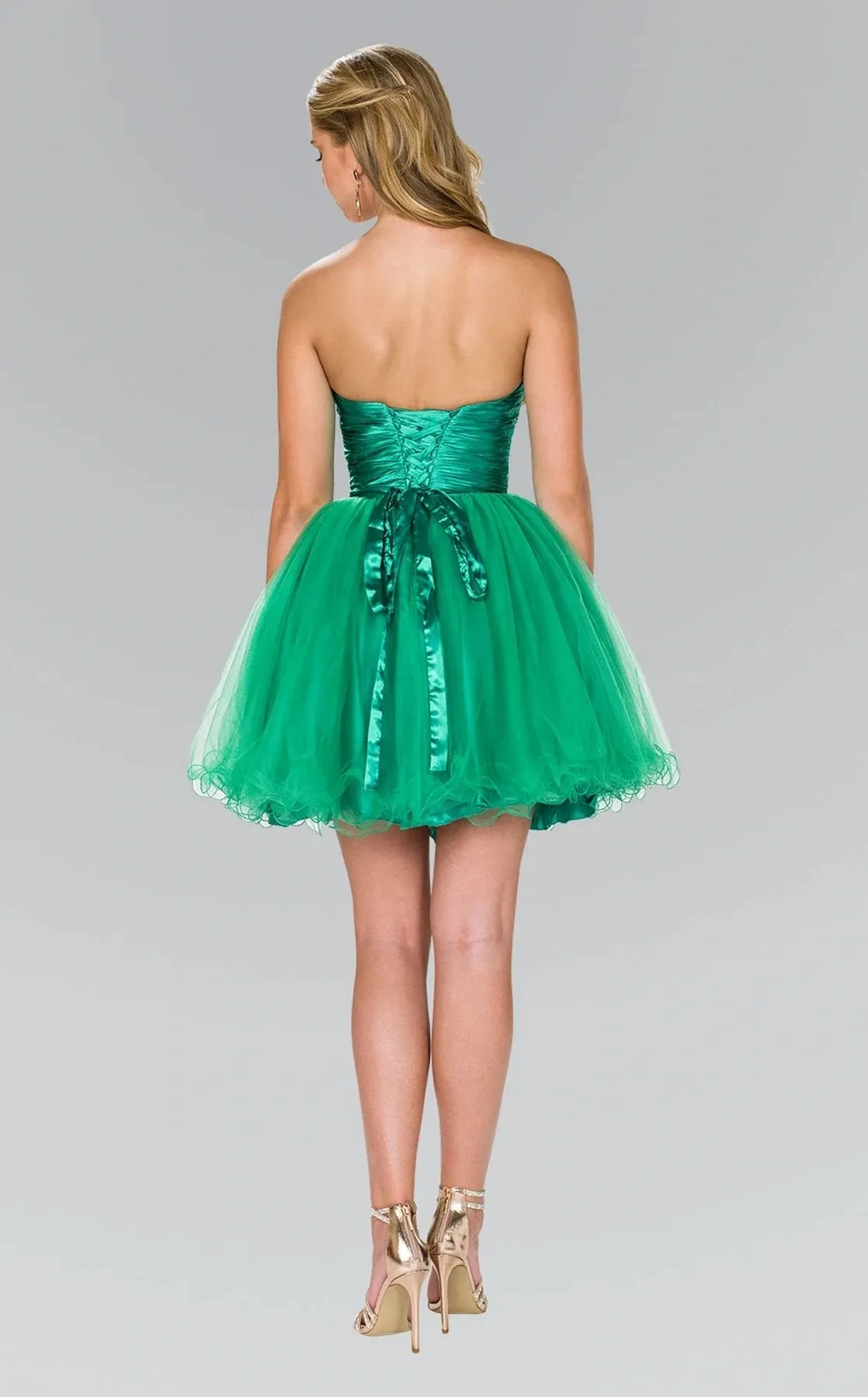 Vestido de Quinceañera Strapless estilo corset drapeado decorado con pedreria Tornasol