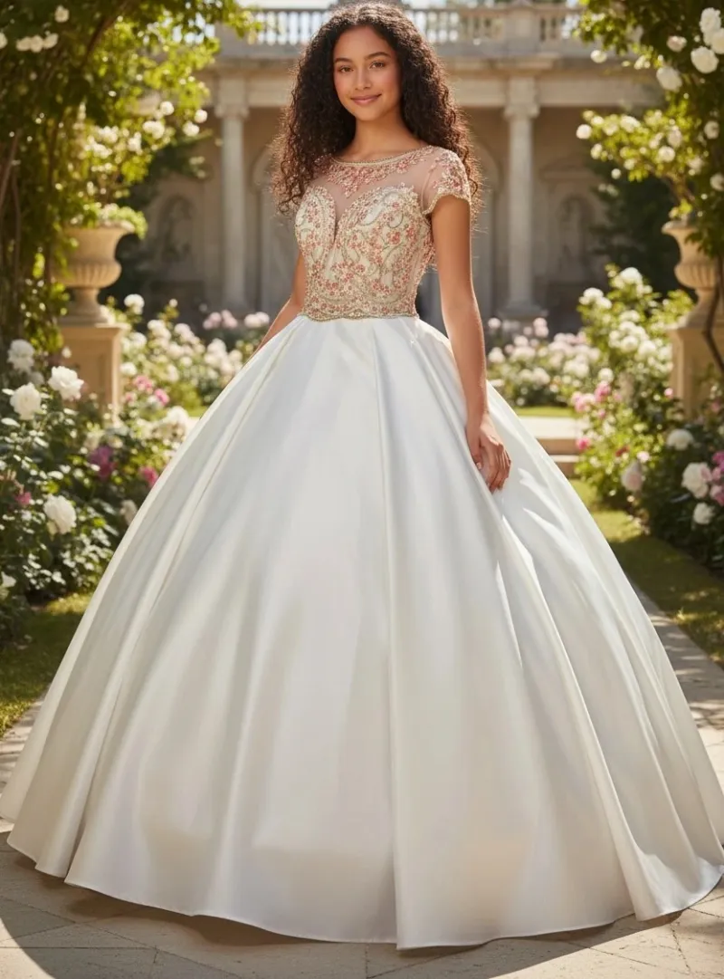 Vestido de dos piezas decorado con pedreria en Top