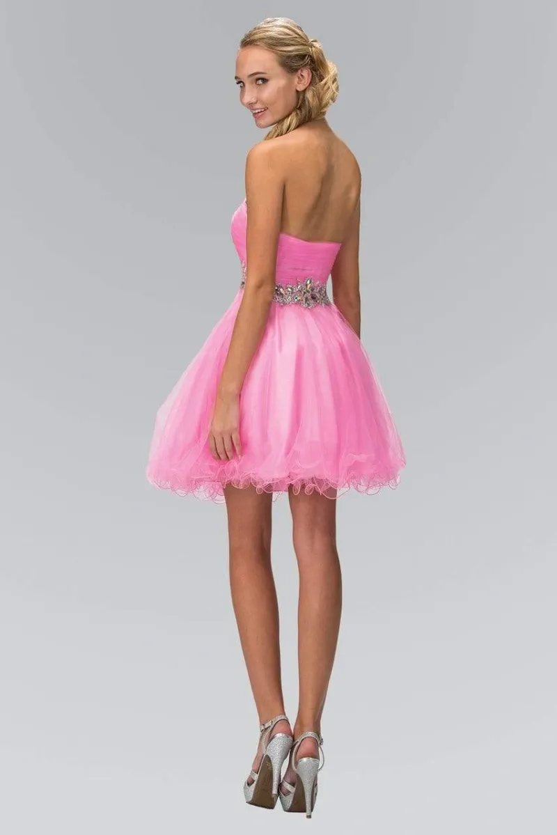 Vestido de Quinceañera Strapless decorado con pedreria Tornasol en top