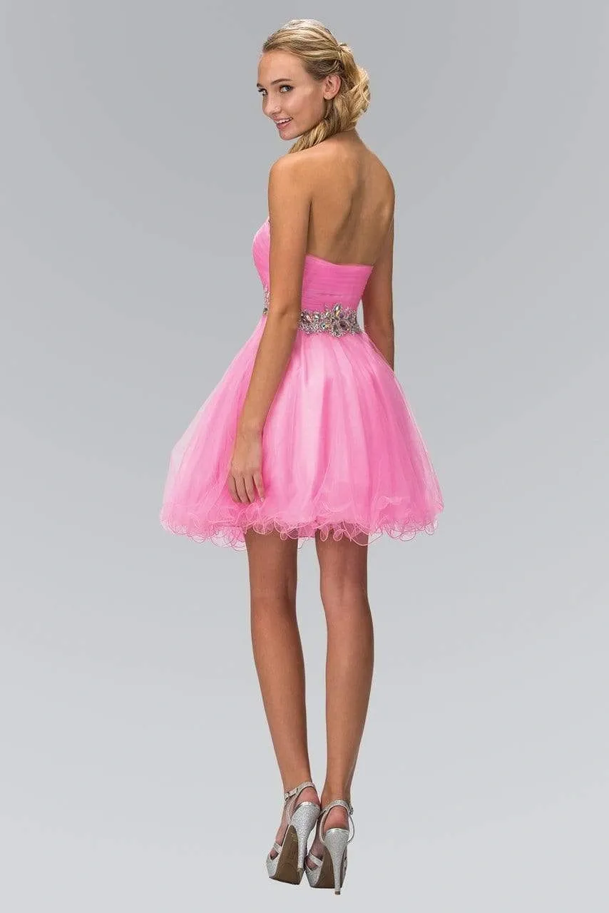 Vestido de Quinceañera Strapless decorado con pedreria Tornasol en top