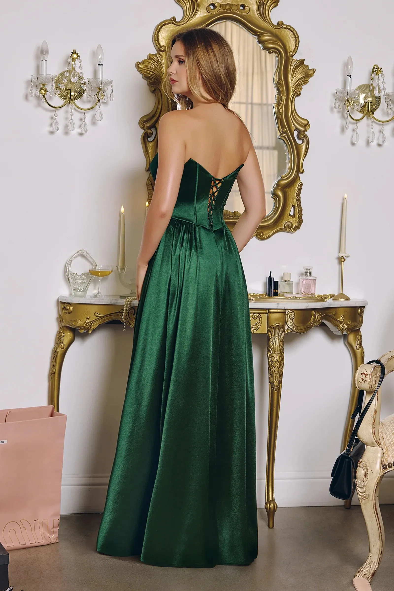 Vestido de Gala Off Shoulder de mangas desmontables, estilo corset y falda corte A