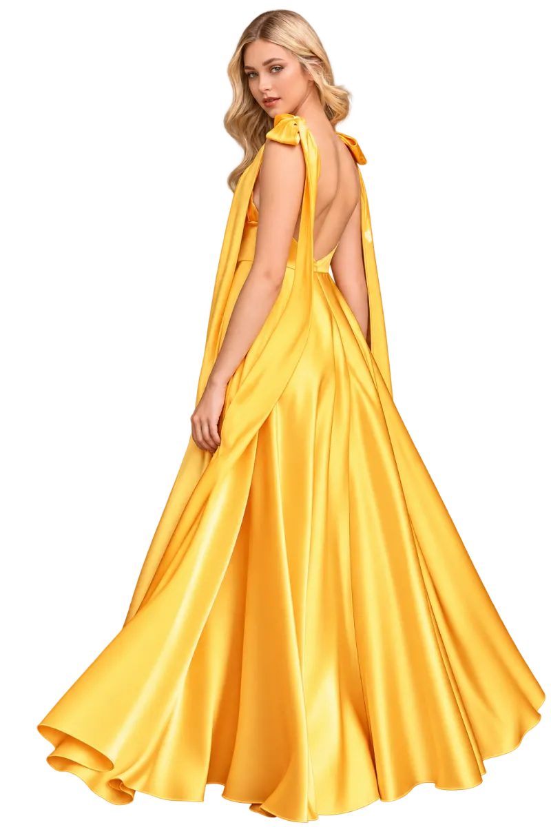 Vestido de Gala de tiras espalda descubierta y falda corte A