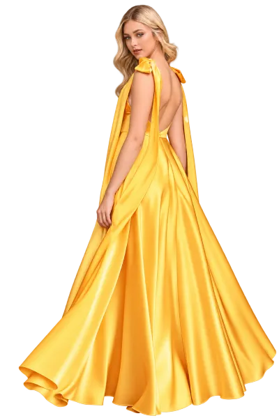 Vestido de Gala de tiras espalda descubierta y falda corte A