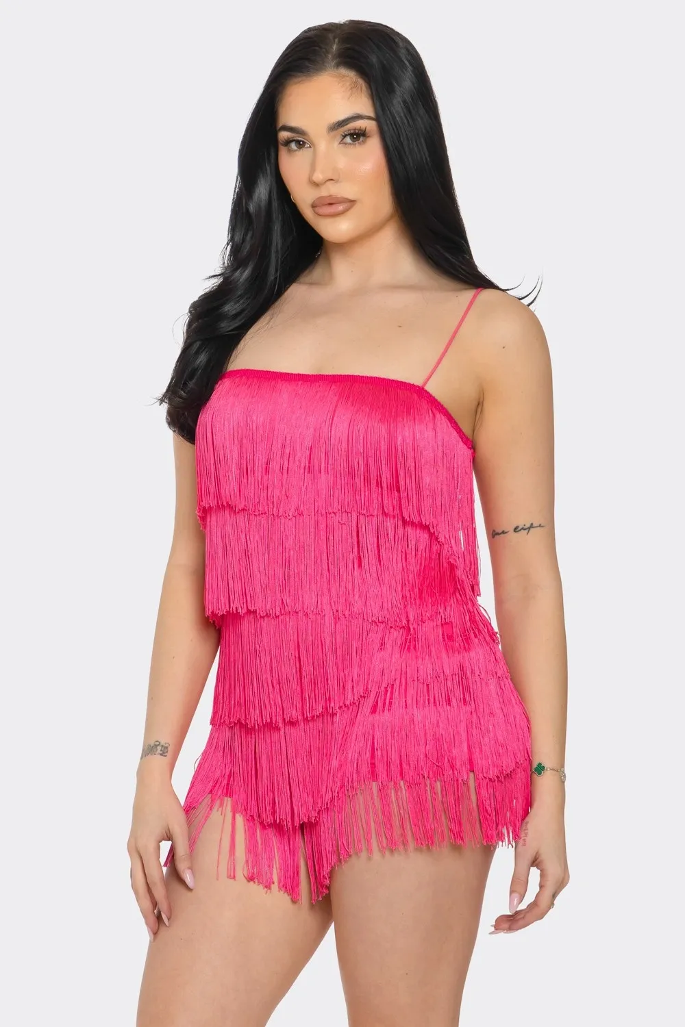 Traje de baile corto de flecos
