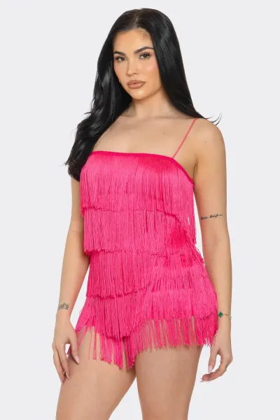 Traje de baile corto de flecos