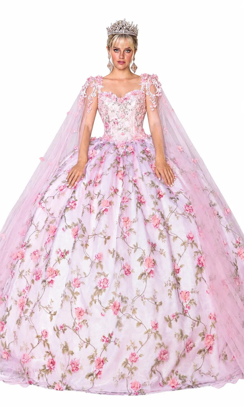 Retrato de princesa con vestido floral