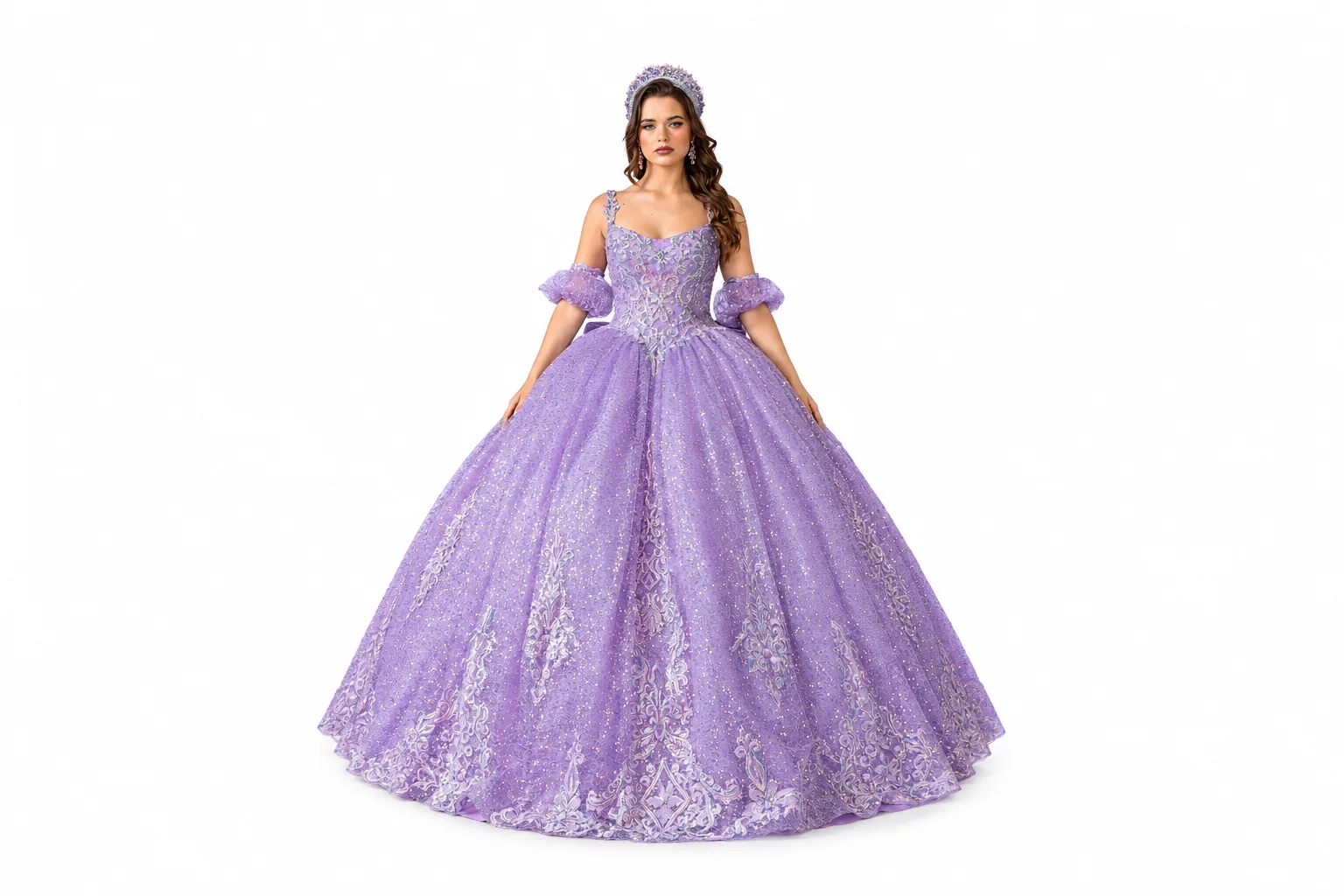 Princesa de lavanda en un vestido brillante