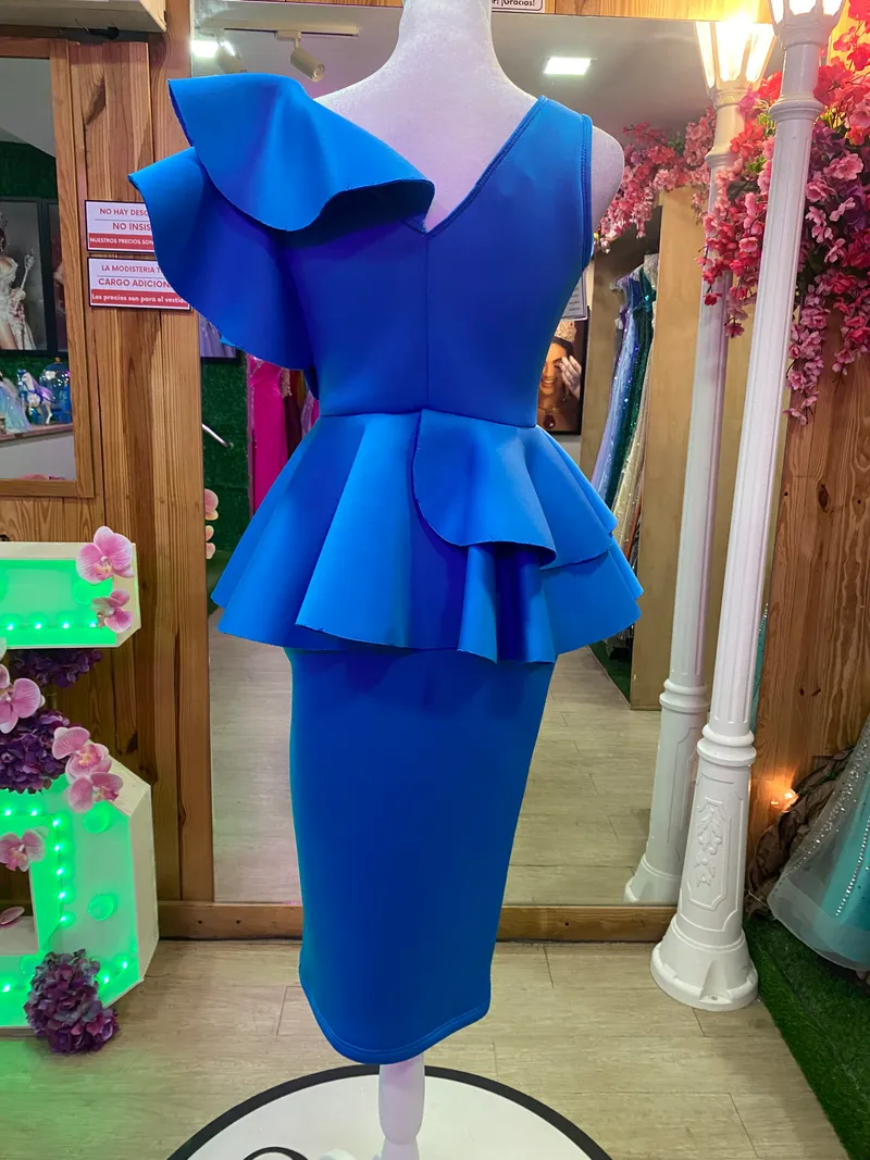 Vestido midi ajustado en tela de Scuba color Azul