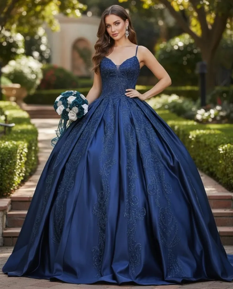 Vestido de 15 años de tiras corte Princesa