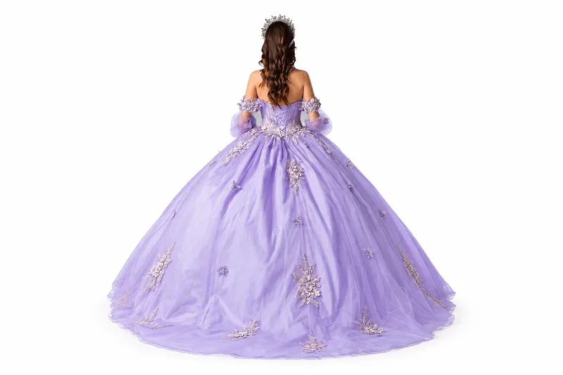 Lavender Princess Ball Gown Back View
