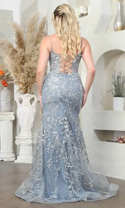 Vestido de Gala decorado con apliques de flores, estilo corset con espalda descubierta y falda corte Sirena