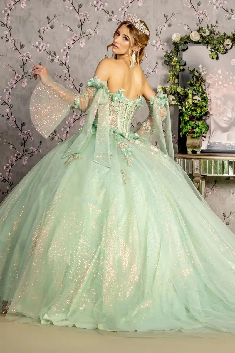 Vestido de 15 años Off Shoulder estilo corset y cola