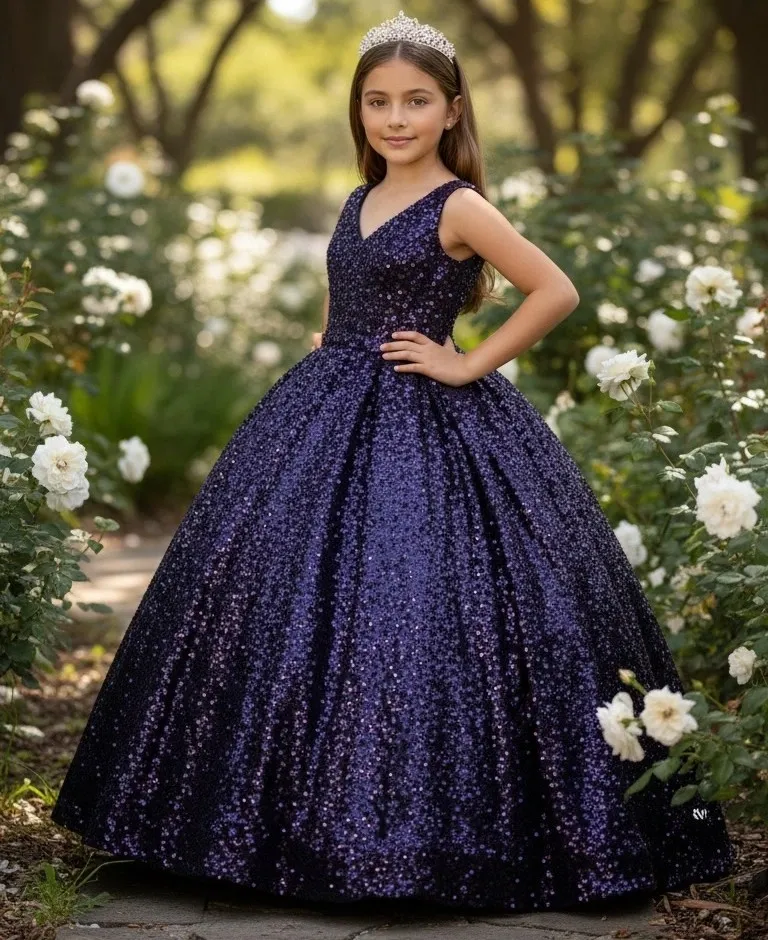 Vestido Petit corte princesa en tela de Lentejuelas