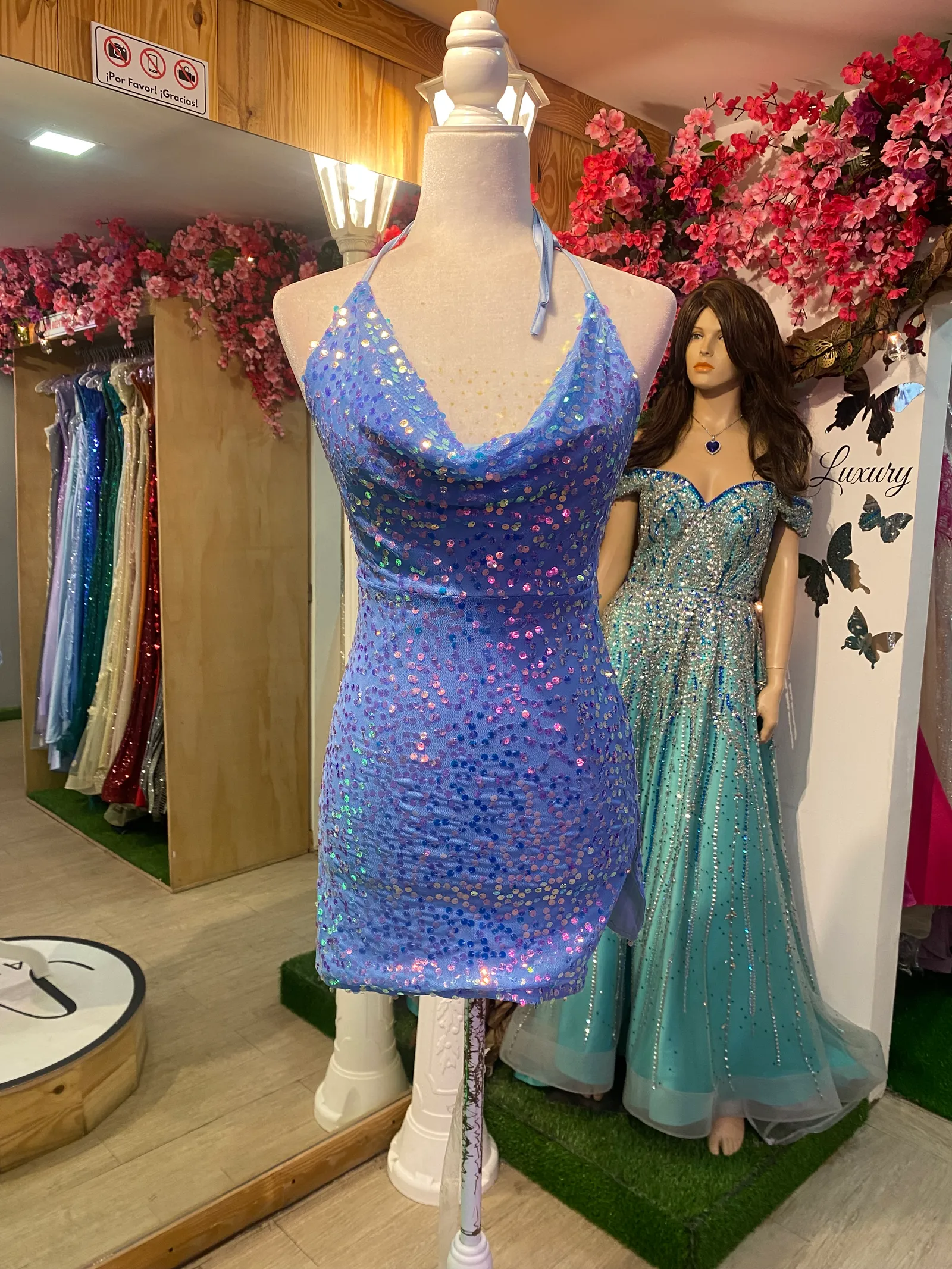 Vestido corto de Fiesta ajustado de tiras en tela de lentejuelas