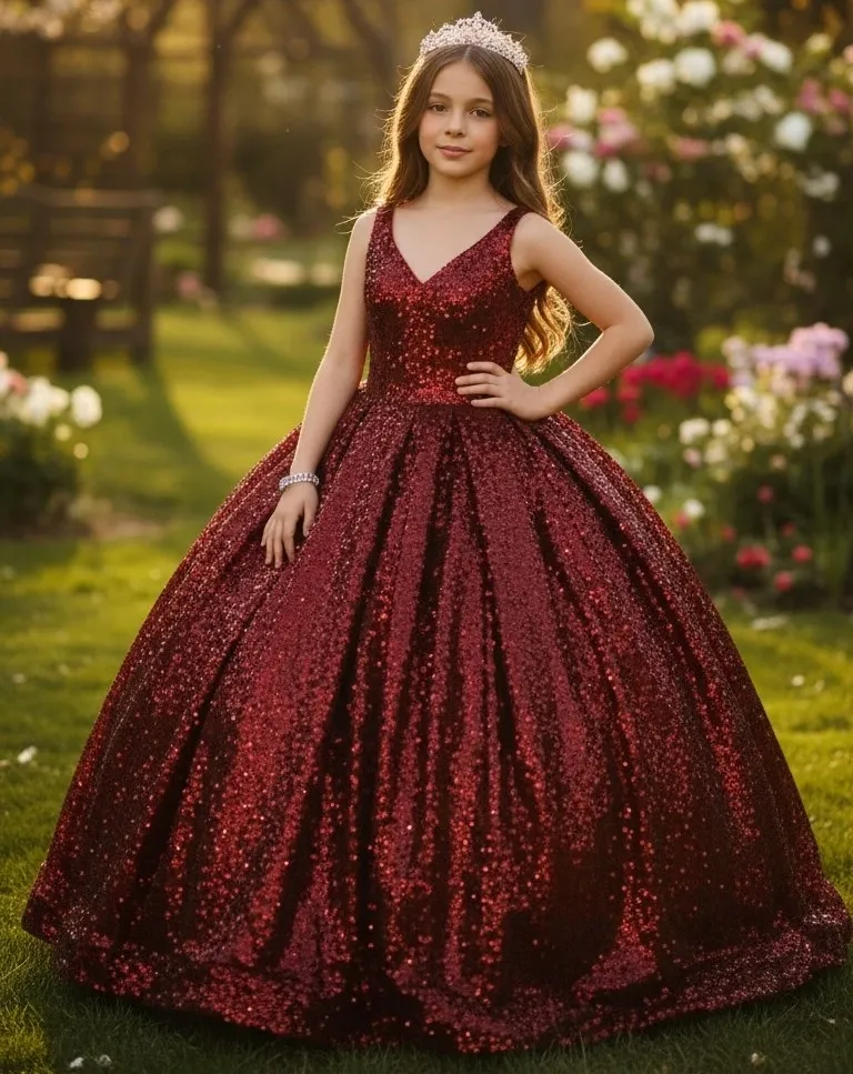 Vestido Petit corte princesa en tela de Lentejuelas
