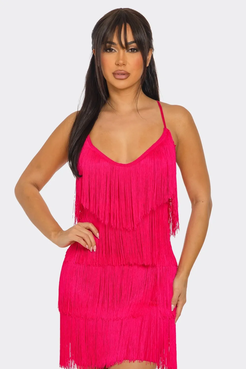 Traje de baile corto de flecos