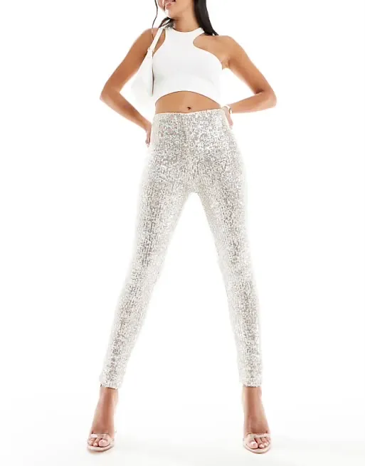 Pantalones en tela de lentejuelas