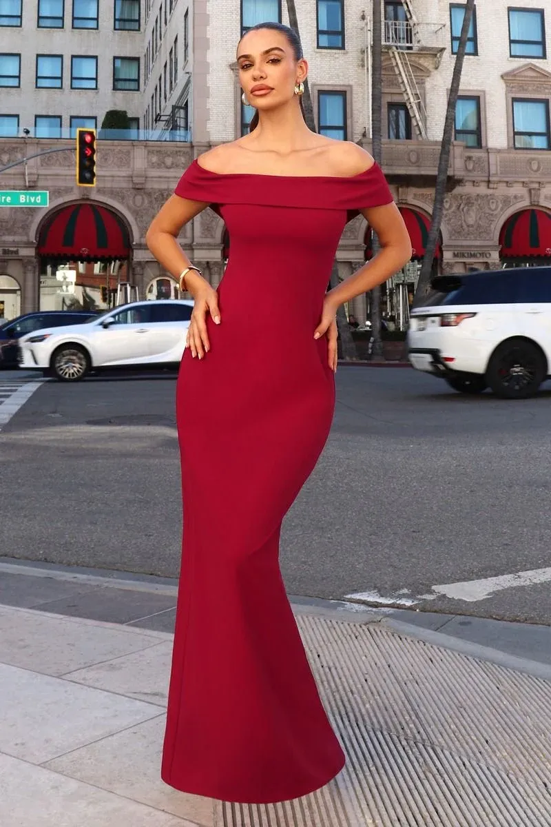 Vestido de Gala Off Shoulder corte recto