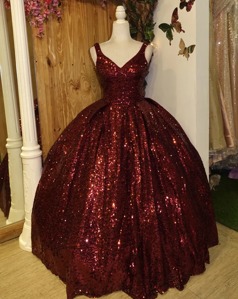 Vestido Petit corte princesa en tela de Lentejuelas