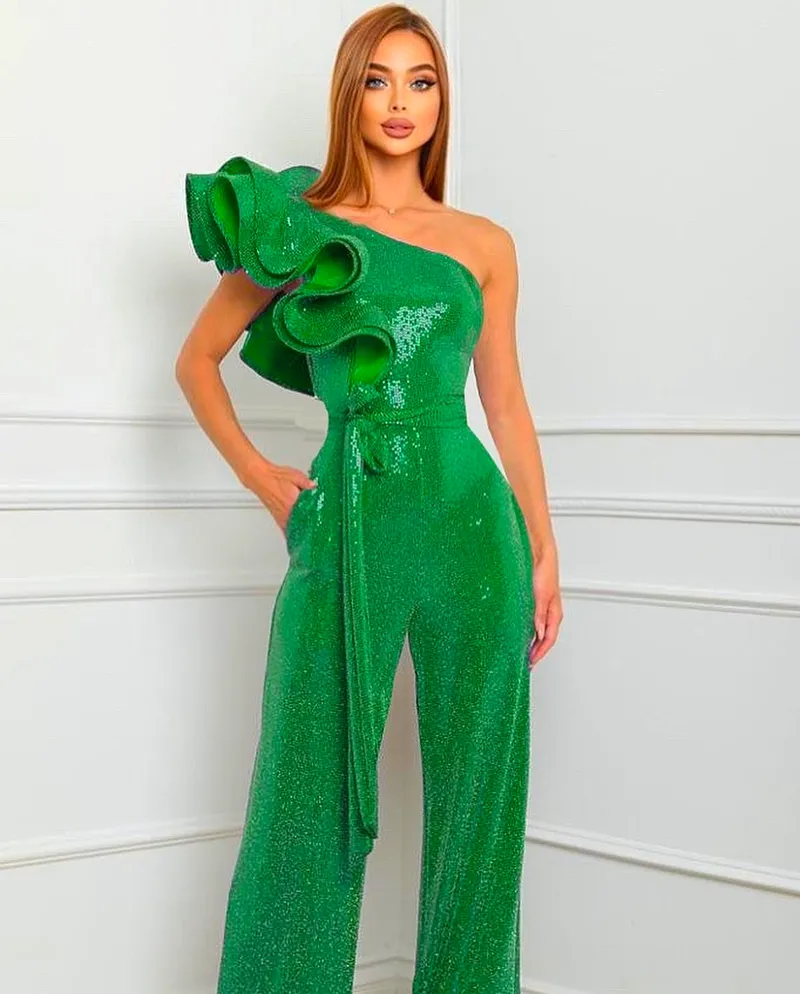 Enterizo de Fiesta One Shoulder en tela de lentejuelas