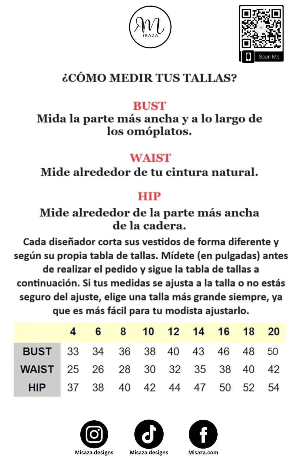 Tabla de tallas