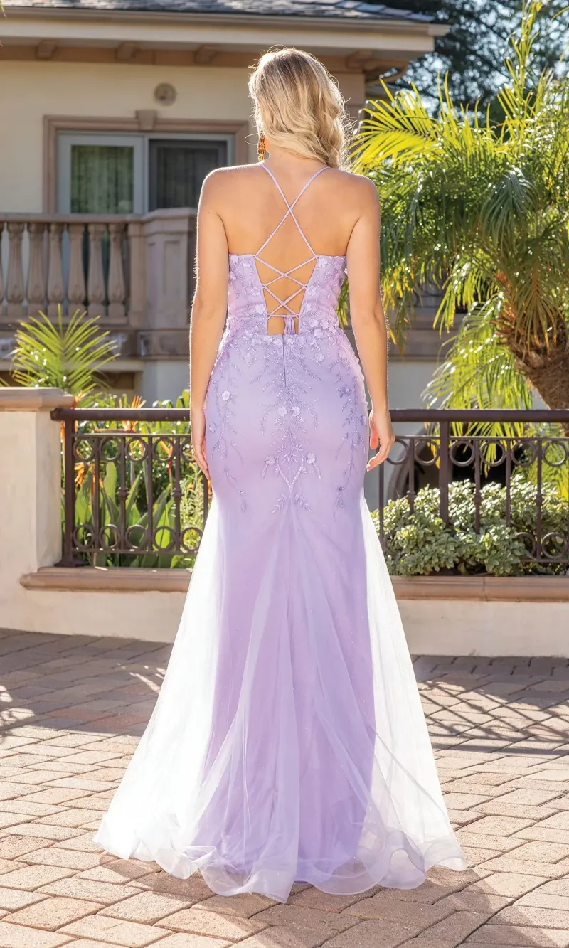 Vestido de Gala de tiras estilo Corset decorado con flores 3D en tela de Tul y falda corte Sirena